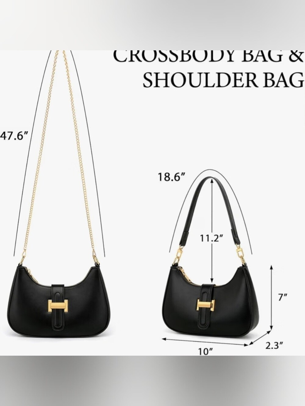 Women’s Black Crossbody & Shoulder Bag with Gold Hardware